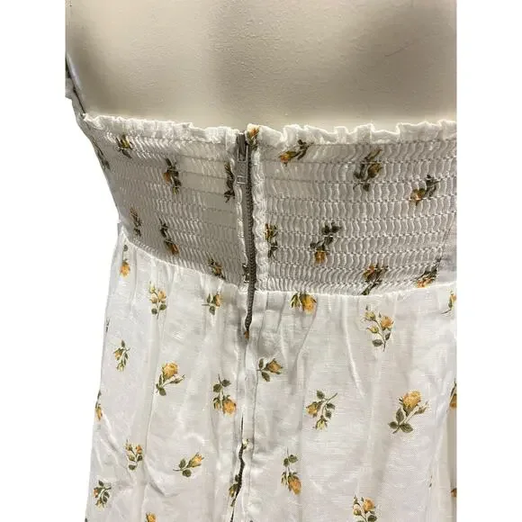 Reformation Tana Linen White Floral Maxi Dress Small